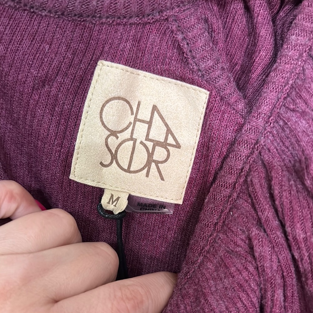 Chaser Ribbed Purple Ruffled Off the Shoulder and Cold Shoulder Blouse NWT - Picture 2 of 10